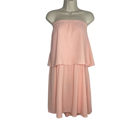 strapless open back dress Heidi Magenta Mini Dress